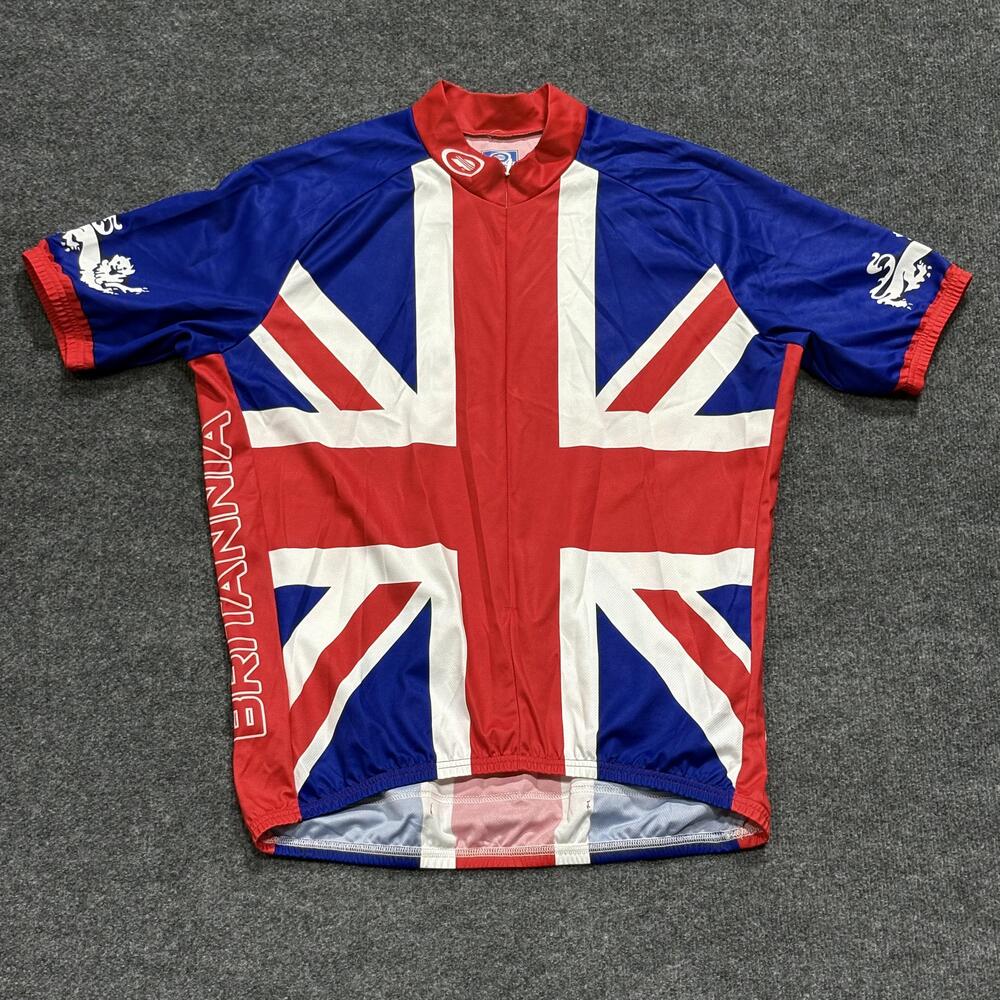 Performance Britannia Cycling Jersey Mens 2XL Union Jack Flag Bike Shirt